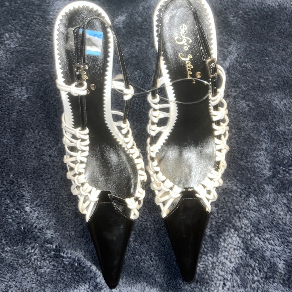 Sergio zelcer black and white heels